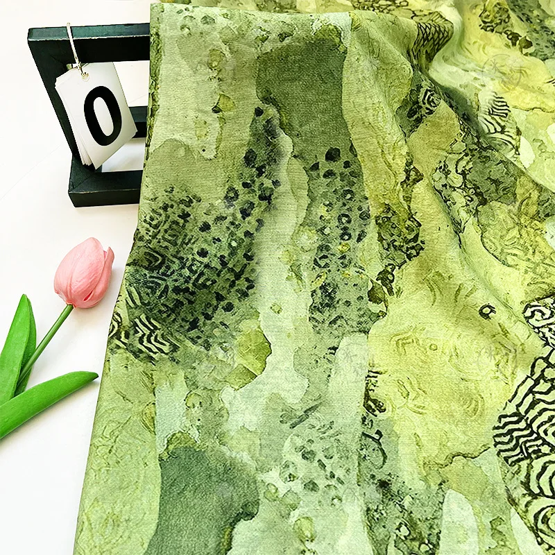 Silk Painting Dye - قماش قطني مطرز بنمط الرسم الزيتي