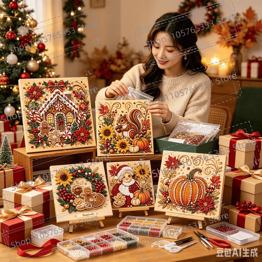 Art Craft Holiday - طقم فني لرسم اللؤلؤ والماس لعيد